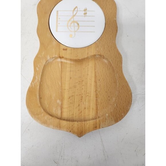 Vintage Japan Wood Violin Shaped Cheese Cutting Serving Board Musical Note Tile - Picture 4 of 8